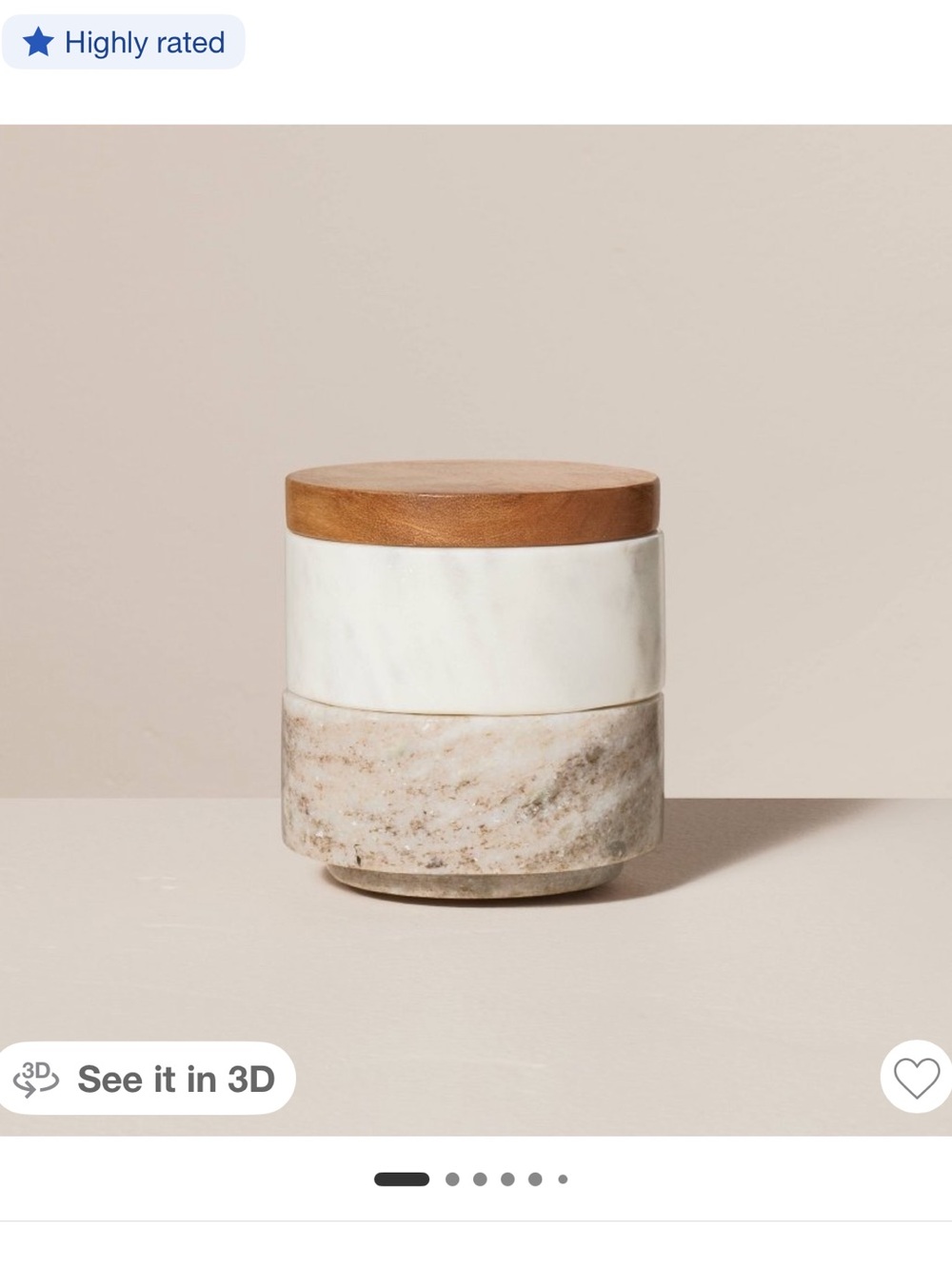 Hearth & Hand Two-Tone Marble Salt & Pepper Cellar - Acacia Lid